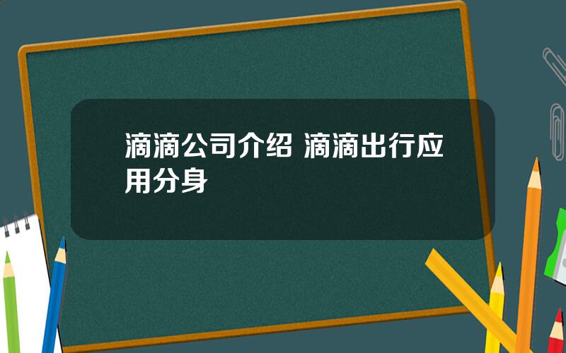 滴滴公司介绍 滴滴出行应用分身